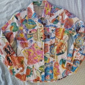 Chico's - Lightweight Jacket - Size 0 / Small - Asian graphic colorful